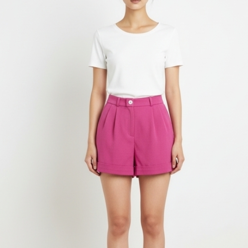 Vibrant Pink High Waist Women's Shorts